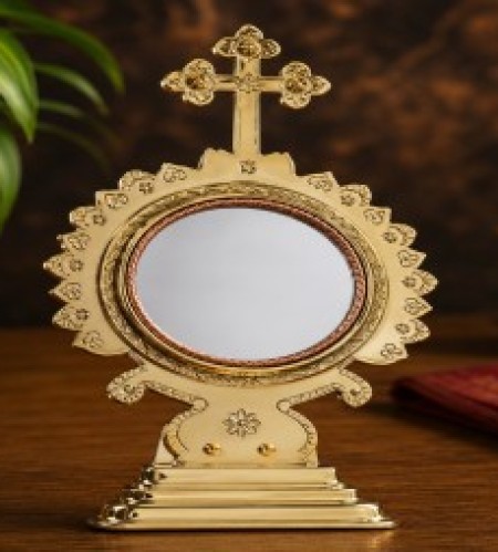 Aranmula Kannadi Kurishu Model – 4 Inch Authentic Handmade Metal Mirror