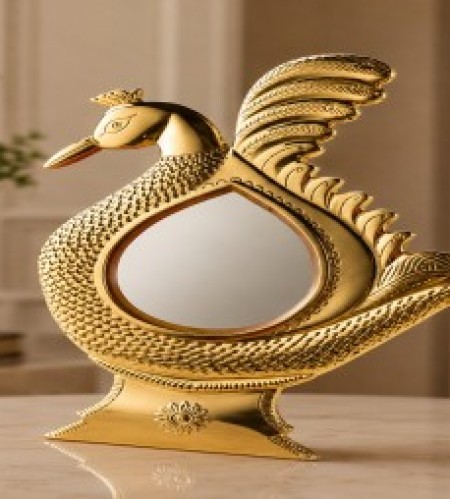 Aranmula Kannadi Metal Mirror – Peacock Model with Back Stand | Kerala Heritage Handicraft (11.8CM I